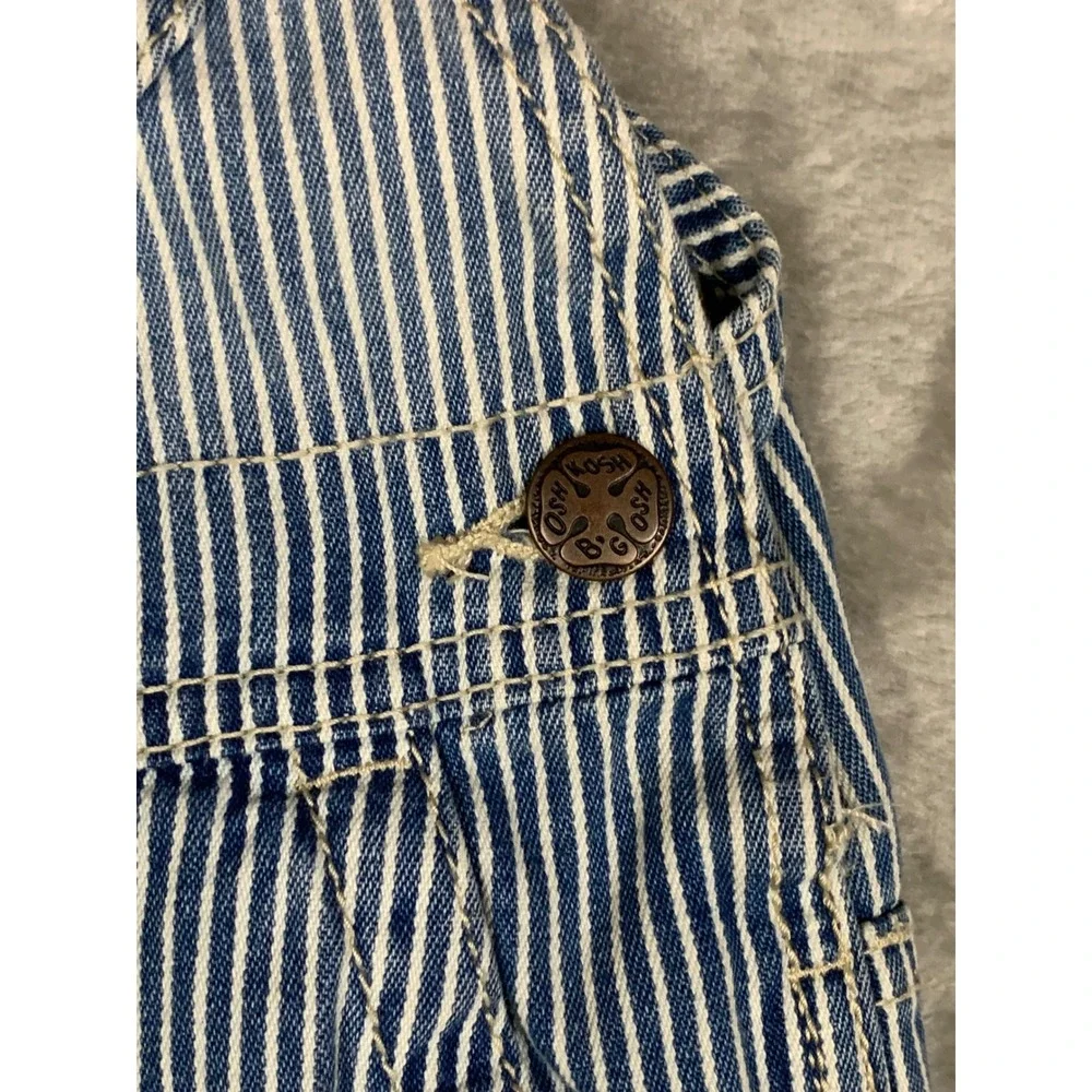OshKosh Bgosh Kid 4T Blue Hickory Stripe Vestbak Denim Overalls Toddler Railroad